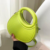 Half Moon Small Shoulder Bag Green Purple Handbags Crossbody Round Hand Bag