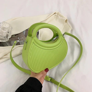 Half Moon Small Shoulder Bag Green Purple Handbags Crossbody Round Hand Bag