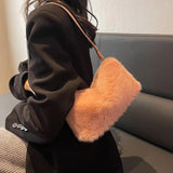 Winter Plush Underarm Bags Faux Fur Tote Bag