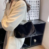 Winter Plush Underarm Bags Faux Fur Tote Bag