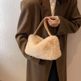 Winter Plush Underarm Bags Faux Fur Tote Bag