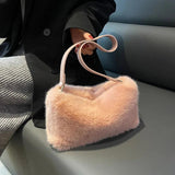 Winter Plush Underarm Bags Faux Fur Tote Bag