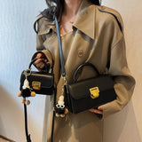 Women's Square Crossbody Bag Leather Handbag Small Shoulder Purse