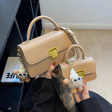 Women's Square Crossbody Bag Leather Handbag Small Shoulder Purse