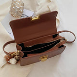 Women's Square Crossbody Bag Leather Handbag Small Shoulder Purse