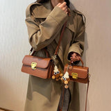 Women's Square Crossbody Bag Leather Handbag Small Shoulder Purse