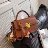 Women's Square Crossbody Bag Leather Handbag Small Shoulder Purse