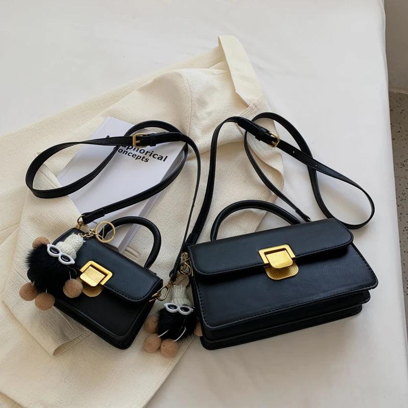 Women's Square Crossbody Bag Leather Handbag Small Shoulder Purse