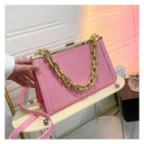 Solid Leather Clutch Bag Handle Clip Crossbody Bag