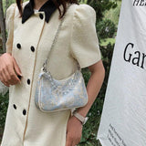 Vintage Canvas Shoulder Bag Metal Chain Women Small Handbag