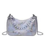 Vintage Canvas Shoulder Bag Metal Chain Women Small Handbag