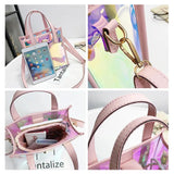 Summer Transparent Bag Ladies Handbag 2 pcs Messenger Crossbody Pack