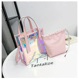Summer Transparent Bag Ladies Handbag 2 pcs Messenger Crossbody Pack