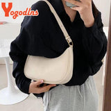 Half-moon Bag PU Leather Underarm Bag For Women Solid Female