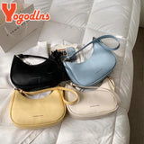 Half-moon Bag PU Leather Underarm Bag For Women Solid Female