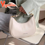 Half-moon Bag PU Leather Underarm Bag For Women Solid Female
