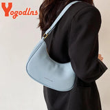 Half-moon Bag PU Leather Underarm Bag For Women Solid Female