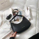 Half-moon Bag PU Leather Underarm Bag For Women Solid Female