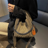 Ruched Chain Single Shoulder Bag Women Top Handle Cross Body Totes