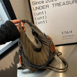 Ruched Chain Single Shoulder Bag Women Top Handle Cross Body Totes