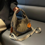 Ruched Chain Single Shoulder Bag Women Top Handle Cross Body Totes