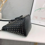 2Pcs Women's Crossbody Bag Pu Leather Skull Rivets Bucket Shoulder Handbags