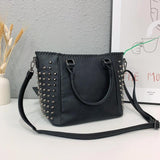 2Pcs Women's Crossbody Bag Pu Leather Skull Rivets Bucket Shoulder Handbags