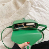 Green Messenger Bags for Woman Small Vintage Saddle Shoulder Purses