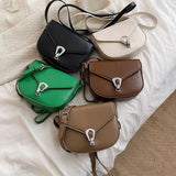 Green Messenger Bags for Woman Small Vintage Saddle Shoulder Purses