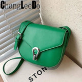 Green Messenger Bags for Woman Small Vintage Saddle Shoulder Purses