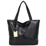 Silver Crocodile Shoulder Bag, PU Leather Tote for Women