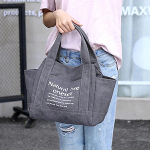 Canvas Art Bag Sen Series Casual Fresh Letter Hand Bag Female Shoulder Bag