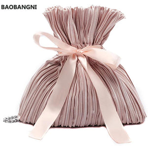 Velvet Girl Bow Bucket bag High-quality Chain Shoulder Messenger Bag