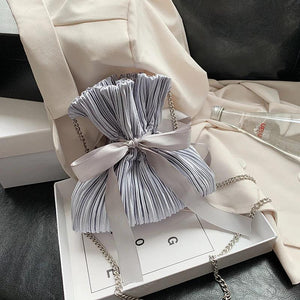 Velvet Girl Bow Bucket bag High-quality Chain Shoulder Messenger Bag
