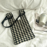 Vintage Houndstooth Crochet Knitted Japanese Knot Bag 90s Y2K