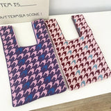 Vintage Houndstooth Crochet Knitted Japanese Knot Bag 90s Y2K