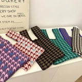 Vintage Houndstooth Crochet Knitted Japanese Knot Bag 90s Y2K