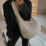 Vintage Nylon Quilted Crossbody Bag High Capacity Shoulder Handbag