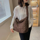 Vintage Nylon Quilted Crossbody Bag High Capacity Shoulder Handbag