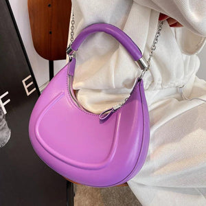 Half-moon Handbag PU Leather Shoulder Bag Lady Handle Bag and Purse