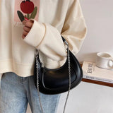 Half-moon Handbag PU Leather Shoulder Bag Lady Handle Bag and Purse