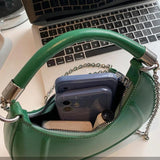 Half-moon Handbag PU Leather Shoulder Bag Lady Handle Bag and Purse