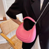 Half-moon Handbag PU Leather Shoulder Bag Lady Handle Bag and Purse
