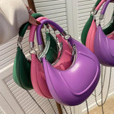 Half-moon Handbag PU Leather Shoulder Bag Lady Handle Bag and Purse