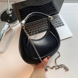 Half-moon Handbag PU Leather Shoulder Bag Lady Handle Bag and Purse