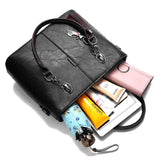 Solid Leather Tassel Crossbody Shoulder Bag for Women