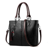 Solid Leather Tassel Crossbody Shoulder Bag for Women