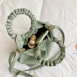 Women Totes Bag PU Leather Retro Ring Handle Handbag