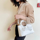 Women Totes Bag PU Leather Retro Ring Handle Handbag