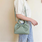 Women Totes Bag PU Leather Retro Ring Handle Handbag